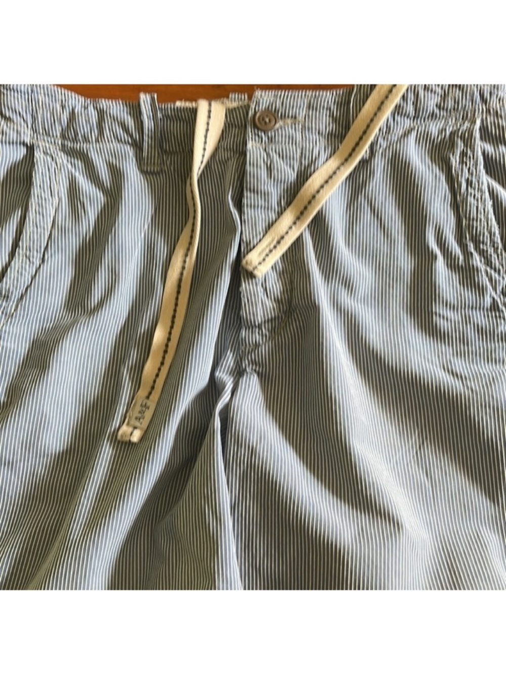 Abercrombie & Fitch Blue White Pinstripe Shorts High Rise Button Fly 32 - Picture 6 of 9